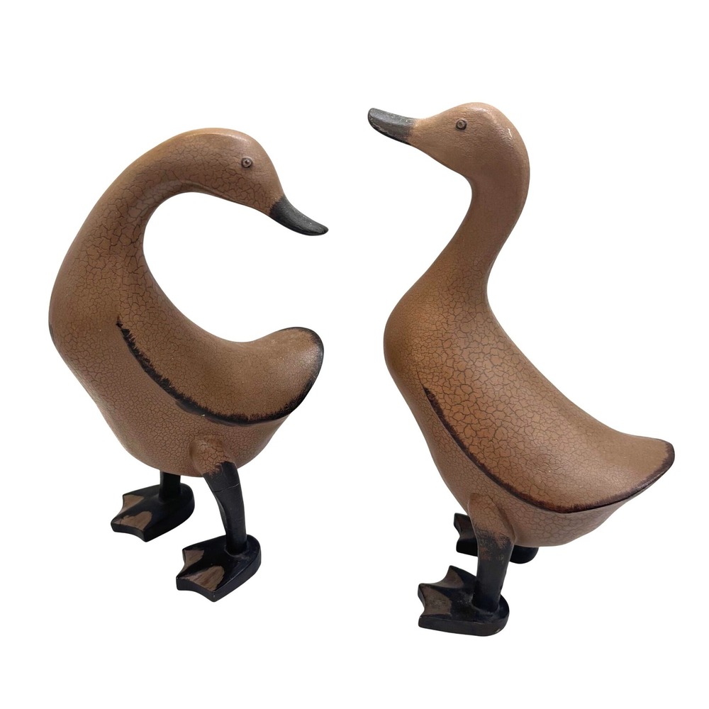 Smith & Hawken Duck Statuary Pair Brown Crackle Finish Target 2008 Vintage Decor